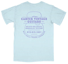 Carter Vintage Blue and Purple Guitar Body Logo Shirt
