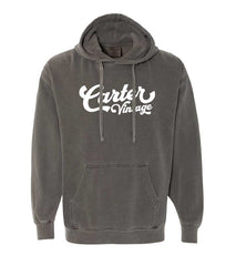Carter Vintage Black Hoodie with Cursive Logo