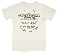 Carter Vintage Ivory and Green Guitar Body Logo Shirt